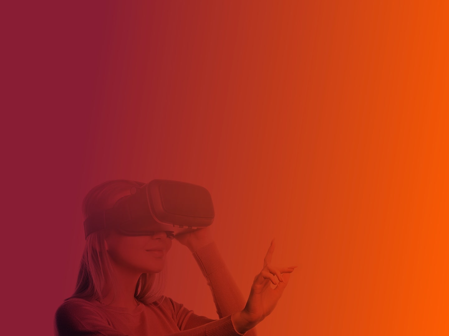 Young woman with a Virtual reality glasses on