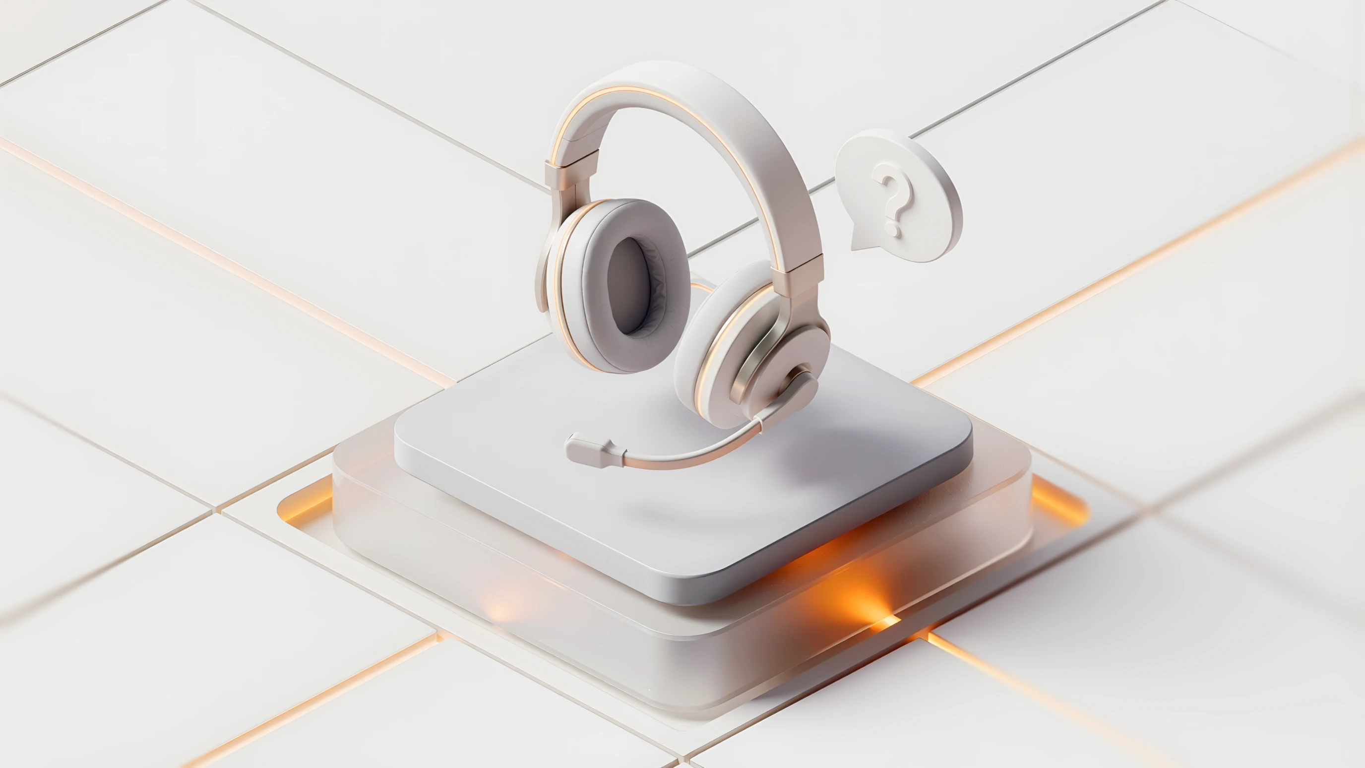 Visualization of AI-driven customer support with a headset icon and conversational assistant symbol