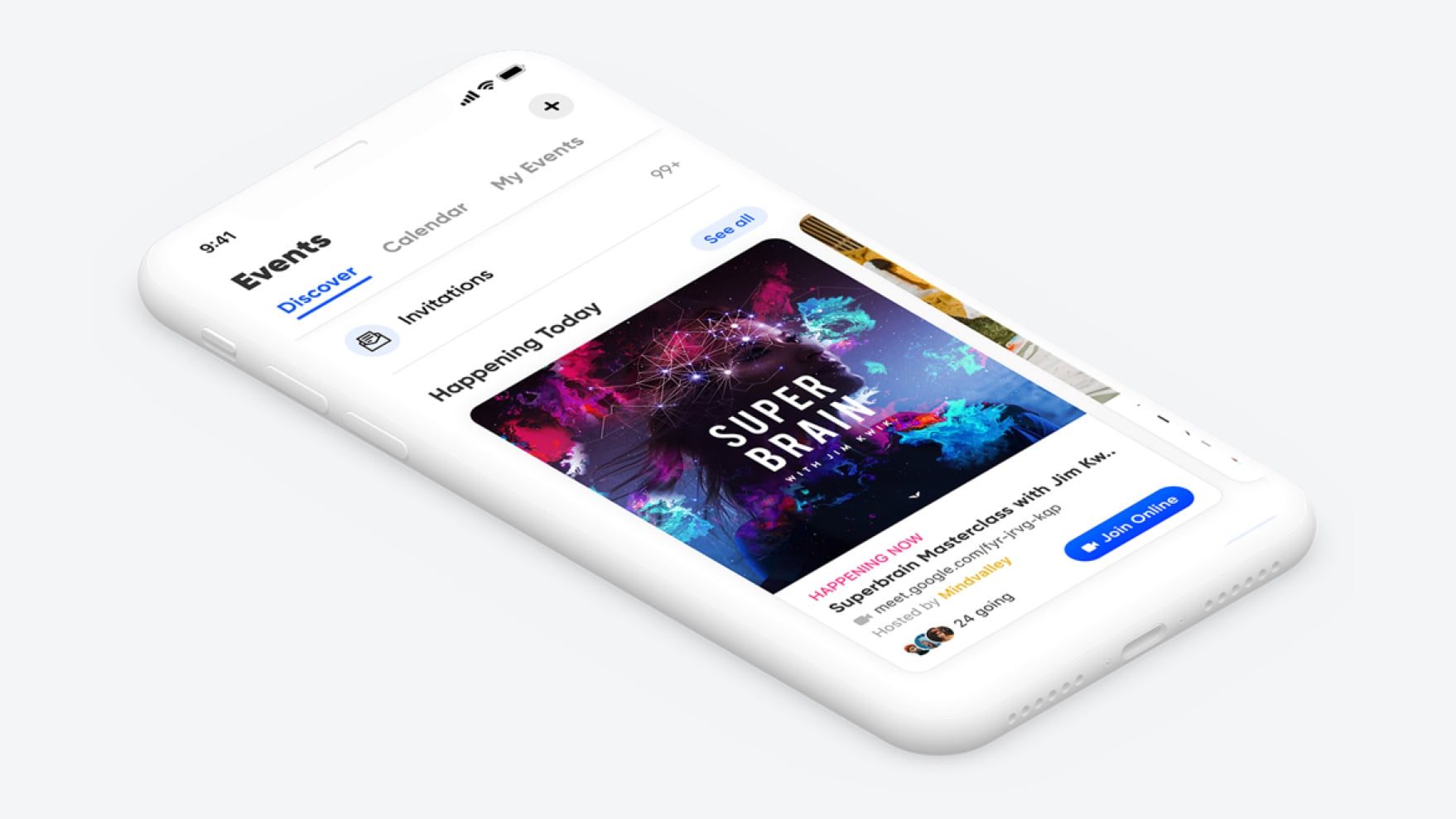 Events section in Mindvalley mobile app