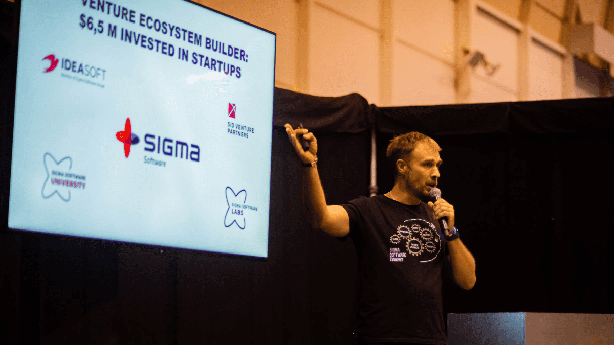 Valery Krasovsky, CEO at Sigma Software, speaking at Web Summit 2021