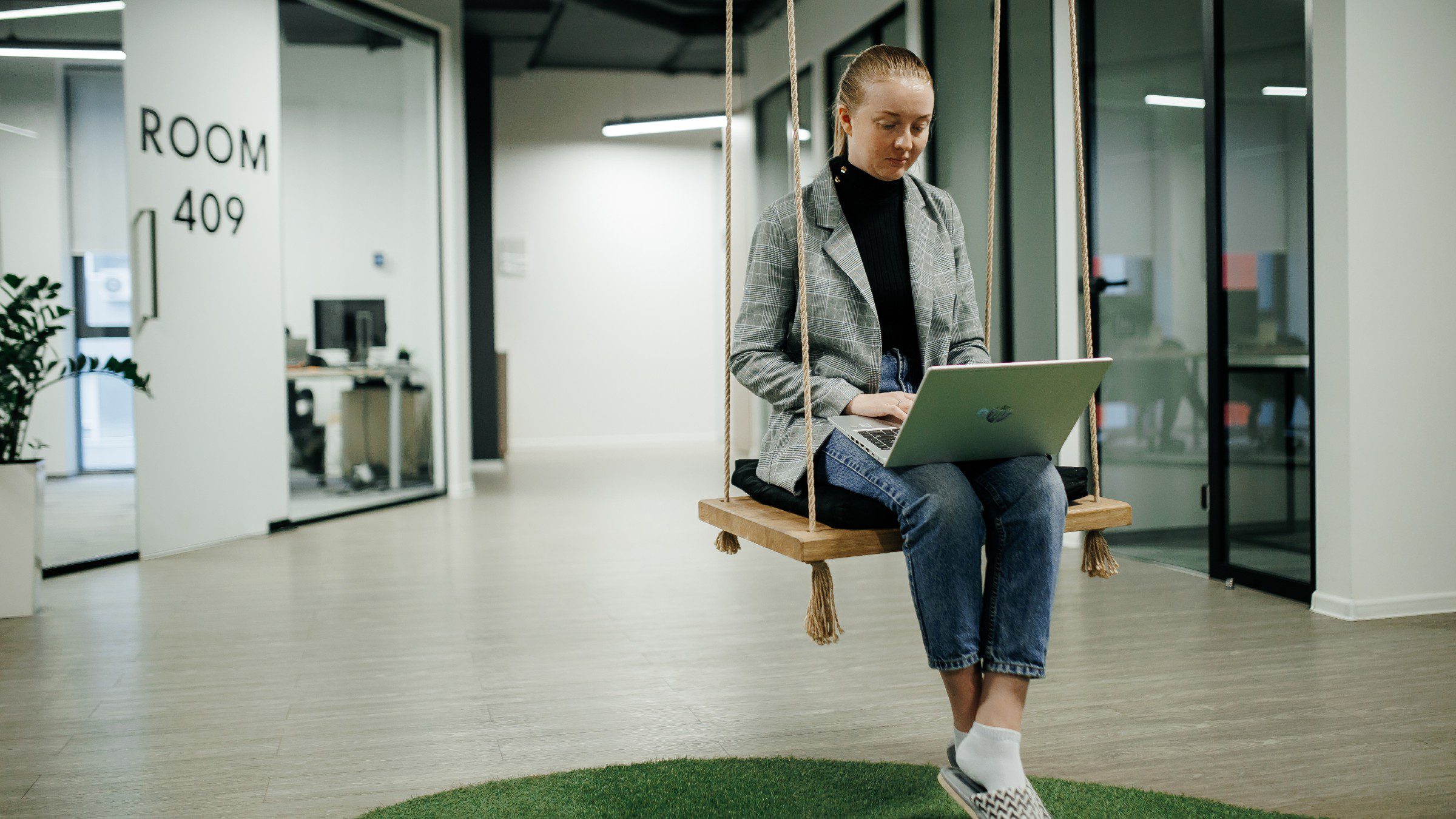 Woman working on laptop