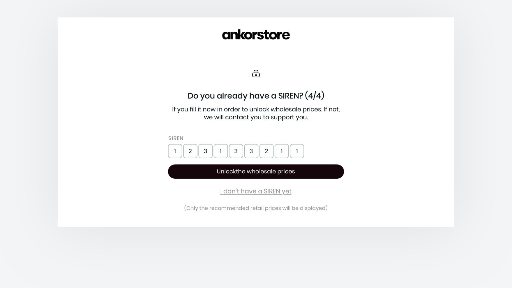 Vendor registration optimized by using SIREN identification
