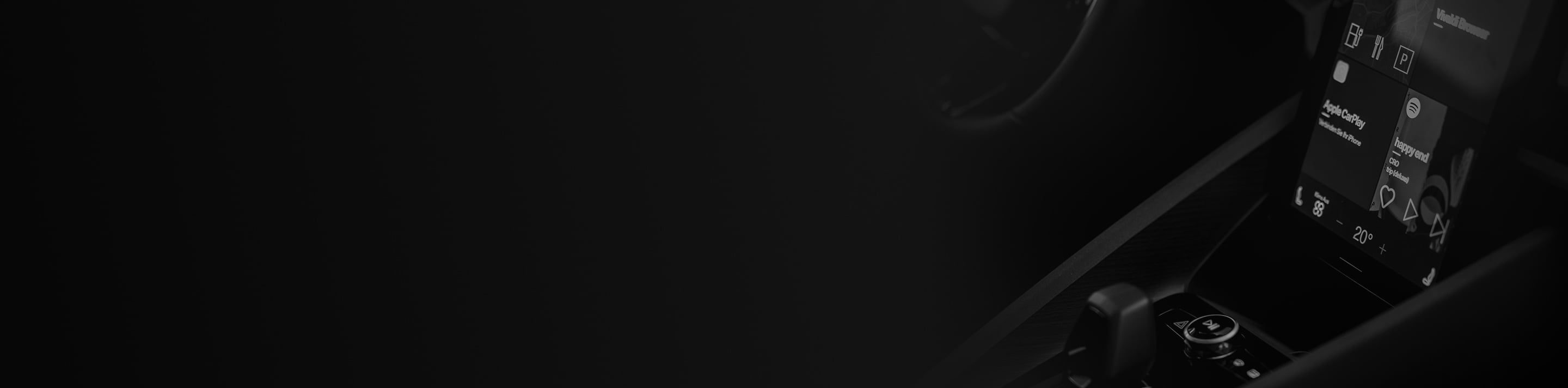 Vehicle cockpit screen with infotainment software