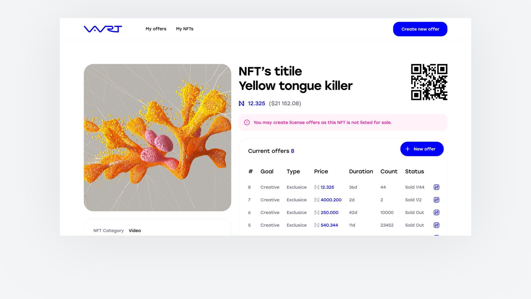 Example of NFT licensing on a white label NFT marketplace